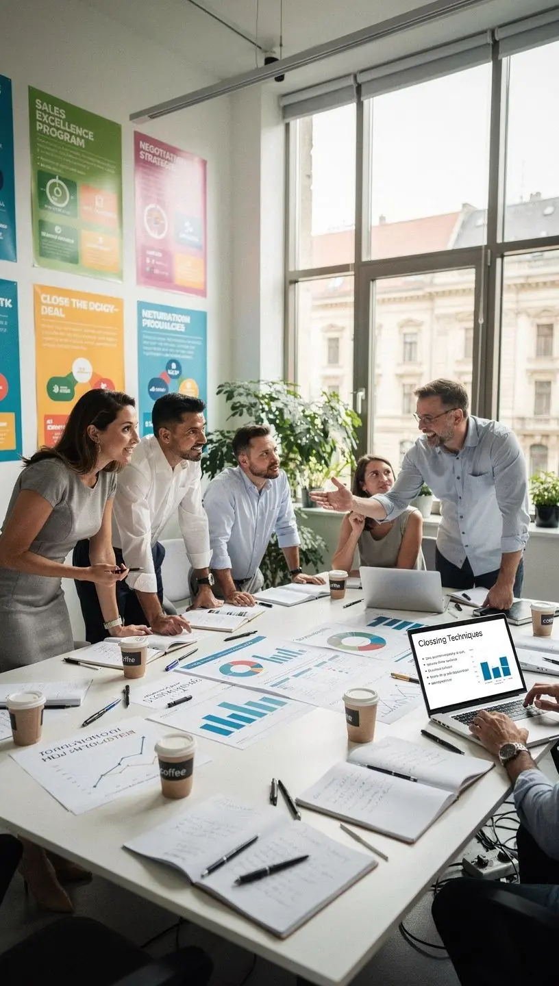 Elégedett üzletember, aki sikeresen zárja le a telefonos értékesítést.